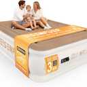 EISENFUER Air Mattress Queen with Built-in Pump, 18"Raised Blow Up Mattress | 35% Thicker PVC Air Bed, Reinforced I-Beam Construction, 3-Min Inflate, Better Air Retention, 3-Yr Support, Sleepover, Guest, Camel Beige, Queen (U.S. Standard)