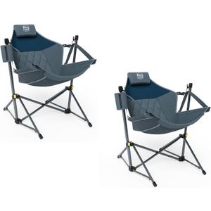 TIMBER RIDGE Hammock Camping Chair with Adjustable Backrest, Heavy Duty Folding Hammock Chair Supports 300lbs, Portable Hammock Chair for Camping, Travelling and Patio, Blue 2 Pack