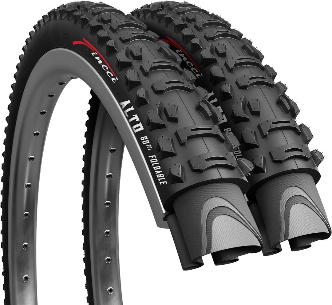Fincci 26 x 1.95 Inch Bike Tire Alto 50-559 Foldable 60 TPI for MTB Mountain Hybrid Offroad Bicycle (Pair)