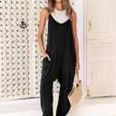 ANRABESS Jumpsuits for Women Casual Summer Overalls Sleeveless Spaghetti Strap Romper Jumpers Trendy Beach Vacation Outfits (Black, S)