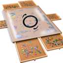 Gondola 2000 Piece Rotating Puzzle Board with Drawers and Cover, Portable Wooden Jigsaw Puzzle Table with 6 Drawers & Lazy Susan, Puzzles Keeper Tray, Jig Saw Puzzle Storage Accessories, Game Table