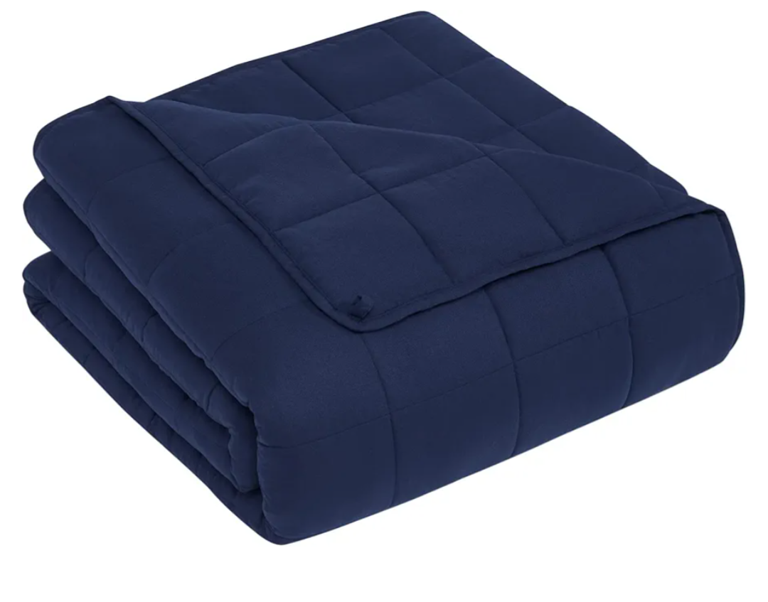 CuteKing Weighted Blanket for Adults(15lbs, 60"x80", Navy Blue) Heavy Blanket for 140-150lbs, Weighted Blanket for Cooling & Heating with Premium Glass Beads, Thick Blanket for Adult All-Season