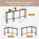 70" Narrow Console Sofa Table with Power Outlets & 2 USB Ports, L Shaped Behind Couch Table Skinny, 3 Assembly Options Entryway Tables with Charging Station for Living Room, Hallway, Brown, 70IN
