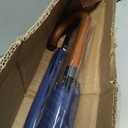 Silkfly 2 Pcs 48 Inch Auto Open Umbrella Wooden J Stick Handle Windproof Unbreakable Fast Drying Rain Umbrella(Navy Blue)