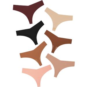 DEANGELMON Seamless Thongs for Women No Show Thong Underwear Women Comfortable, 7 Pack, L