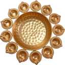 INDACORIFY Urli Bowl Diya Flower Shape Decorative Handcrafted Floating Flowers with Tea Light Candles Home Office Rooms and Table Decor Diwali Decoration Home Decor