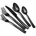 Black Hammered Silverware Set, 20 Piece Stainless Steel Flatware Set for 4, Food-Grade Tableware Cutlery Set for Home Restaurant, Mirror Polished, Dishwasher Safe