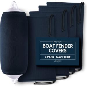 Boat Fender Covers | Several Size Options  | Black & Navy Blue | 1, 2 & 4-Pack | Polyester (4-Pack, Navy Blue, 5 x 14)