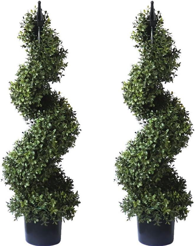 ALL SEASON GREEN 3ft Artificial Boxwood Topiary Tree Potted Topiary Plants for Front Porch Entrance Home Living Room Indoor and Outdoor 2Pack