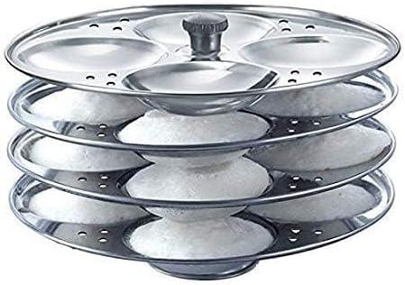 Stainless Steel 4-Tier Idli Maker with Induction Base | Idli Stand & Steamer Indian Kitchen Item Gift Item Pack of 1 (16 Idli/ 4 Plates)