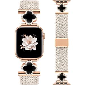 Braided Magnetic Band Compatible with Apple Watch Bands 38/40/41/42/44/45/46/49mm Women Men, Stretchy Elastic Nylon Fabric Woven Strap for iWatch Series 11 10 9 8 7 6 5 4 SE/Ultra 3 2 1