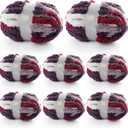 8 Pcs Chunky Yarn for Hand Knitting - Chunky Chenille Yarn for Crocheting - Fluffy Yarn for Crochet - Jumbo Yarn for Hand Knitting 200 yds 61.6 oz of Super Bulky Yarn (Burgundy-Grey-White)