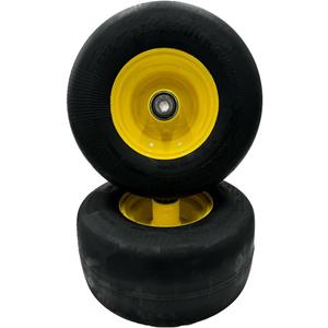 Set of 2-13x6.50-6 Smooth Hollowmatic 5/8 Inch Axle Yellow Wheel - Compatible with JD TCA19309 TCA16946