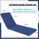 Outdoor Chaise Lounge Cushions Set of 2, 75"x22"x3" Thick Patio Chaise Cushions with Straps, Water-Resistant & Fade-Resistant Foam for Pool, Lawn Furniture-Navy Blue, 74 inches x 22 inches x 2.76 inches