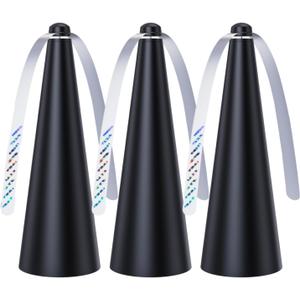 3 Pack Portable Outdoor Indoor Batteries Powered Picnic Table Top Spinner with Metal Hanger, Bug Repellent for Restaurant, Camping (Black)