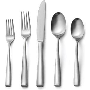 HIKAA 40-Piece Silverware Set for 8, Heavy Duty Stainless Steel Flatware Cutlery Set For Home Kitchen Restaurant Hotel, Kitchen Utensils Set, Matte Satin, Dishwasher Safe