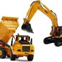 Top Race Construction Toys Set - Metal Excavator Toy, Dump Truck for Kids - Realistic Toy Trucks with Moving Parts for Indoor, Outdoor Play - Durable Construction Vehicles for Boys and Girls