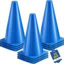 12 Inch Durable Cones,12pcs Versatile Plastic Traffic Cones and Soccer Cones for Sports Training,Agility Drills,Parking Safety,Basketball Training,Football Training. (blue)