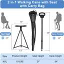 Walking Cane with Seat for Men & Women, Lightweight Anti-Slip Walking Stick with Carry Bag, Portable Stool for Senior & Adults, Foldable Cane Chair for Travel Hiking