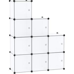 C&AHOME Cube Storage Organizer with Doors, 9-Cube Shelves, Closet Cabinet, DIY Plastic Modular Bookshelf Ideal for Bedroom, Living Room, 36.6L x 12.4W x 36.6H White USBTM3009B-DOOR