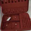 VELORIA Velvet Travel Jewelry Box Organizer, Jewelry Case with 8 Snap Clasps for Necklaces, Ring & Earring Storage, Compact Jewelry Organizer for Bracelets and Bangles, Dark Red