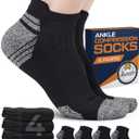 Pembrook Ankle Compression Socks for Women & Men - 4 Pairs | Sports Running Compression Socks | Athletic Ankle Support Socks (Black, L)