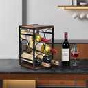 Rustic Wood Countertop Wine Rack 6 Bottles No Need Assembly Brown