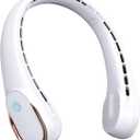 FrSara Neck Fan, Portable Personal Fan Strong Wind, 4000mAh, Air Volume,360 Cooling, No Hair Twisting, Air Volume On 2 Sides, Non-Slip, Quick Charge, Long Use Time, Birthday Gift for Women, Dad, Men (White)