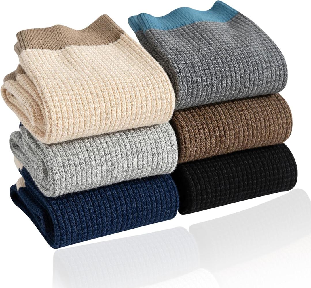 ULEEMARK 6-Pack Men's Cotton Crew Socks for Work & Daily Wear, Soft Comfortable Breathable Casual Socks, Size 10-12