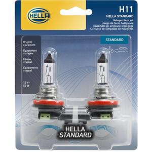 HELLA H11TB Twin Blister Standard Halogen Bulb, 12 V, 55W, 2 Pack