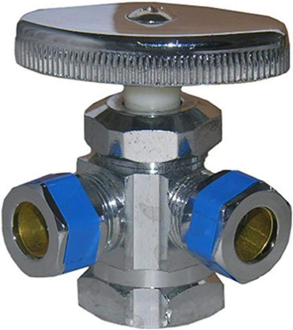 LASCO 06-7321 Dual Outlet Valve, 1/2-Inch Iron Pipe Inlet X 3/8-Inch Compression Outlet X 3/8-Inch Compression Outlet, Chrome