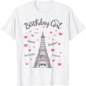 Birthday Girl Paris Themed Birthday Party Eiffel Tower T-Shirt