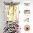 Angel Tree Topper with LED Light, 14" Angel Treetop Figurine with Dress, Feather Wings, and 10 Lights for Indoor and Outdoor Holiday Decoration, Xmas Home Ornaments-Labrador