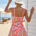 ROSEWE Womens Two-Way Wear One Piece Swimsuits, Tummy Coverage Modest Bathing Suits, Print Swimdress for Summer, XL