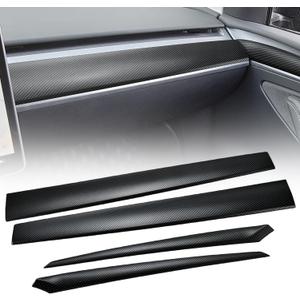 Central Control Dashboard Panel Trim & Front Door Panel Trim Compatible with Tesla Model 3 Model Y 2017 2018 2019 2020 2021 2022 2023 Matte Carbon Fiber