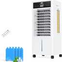 JRD Portable Air Conditioner, Evaporative Air Cooler with 12H Timer Auto-Off, 3-Speed, 2.4Gal Tank, 4 Ice Packs, Mist Function, Oscillation Swamp Cooler with Remote for Bedroom Home Office
