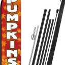 15 ft Pumpkin Feather Banner Flag Kit Include Flag, Pole and Ground Mt Outdoor Fall Feather Banner for Pumpkins Business Farms Decorations Thanksgiving Day Outdoor Market(Classic)