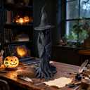 Halloween Witch Statue - 7.28 Inch Hand-Painted Gothic Figurine, Resin Witch Figurine Dark Fantasy Figurines Halloweens Indoor Decorations