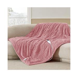 Bedsure GentleSoft Heated Blanket Throw - Soft Ribbed Flannel Electric Blanket, Heating with 6 Time Settings (Up to 10H), 6 Heating Settings, Warm Gifts for Grandma (50x60 inches, Pink