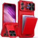 SSLOTSCASE for iPhone 17 Pro Max Case with Credit Card Holder,Light Red