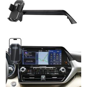PZK Car Phone Holder for Toyota Highlander Hybrid Lmited/Platinum 2020-2024 2025 Accessories Only for 12.3-inch Screen Auto Lock Car Phone Mount Hands Free 360 Rotation (Not Fit 8-Inch L/LE/XLE)