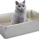 Cat Litter Box - Kitty Litter Boxes-Metal High Sided Cat Pan, Indoor Litter Tray, No Smell, Easy to Clean, Pet Toilet Supplies for Kitten, Kitty, Rabbit (19.5"L*13.6"W*5.9"H)