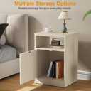 RoyalCraft Beige Nightstand with Storage Shelf and Door, Faux Two-Drawer Design Side Table, Modern Night Stand for Bedroom Dorm, Wood End Table for Small Spaces, 15.7 inches x 13.8 inches x 23 inches
