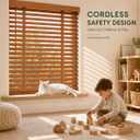 2" Cordless Wood Blinds for Indoor Windows, Window Blinds Cordless for Home, Venetian Blackout Blinds & Shades for Bedroom, Kitchen, Room Darkening Privacy, Brown, 32" W x 36" H