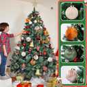 Christmas Tree Ornaments Set Velvet Balls, 12pcs Shatterproof Christmas Bulbs Ornaments for Xmas Tree Decorative Hanging, Vintage Flocked Decoration, 78mm, 3.15 in, Multicolor Green Brown Neutral