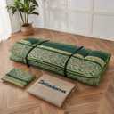 Zelladorra Japanese Floor Mattress, Futon Mattress with Portable Storage Bag and Washable Cover, Roll Up Thick Tatami Mat Suitable for Camping, Guest Room (Bohemian Green, Twin)