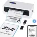 Jiose Bluetooth Shipping Thermal Label Printer - 4x6 Label Printer for Small Business - Desktop Postage Package Label Printer Compatible with MacOS Windows (White-Mini)