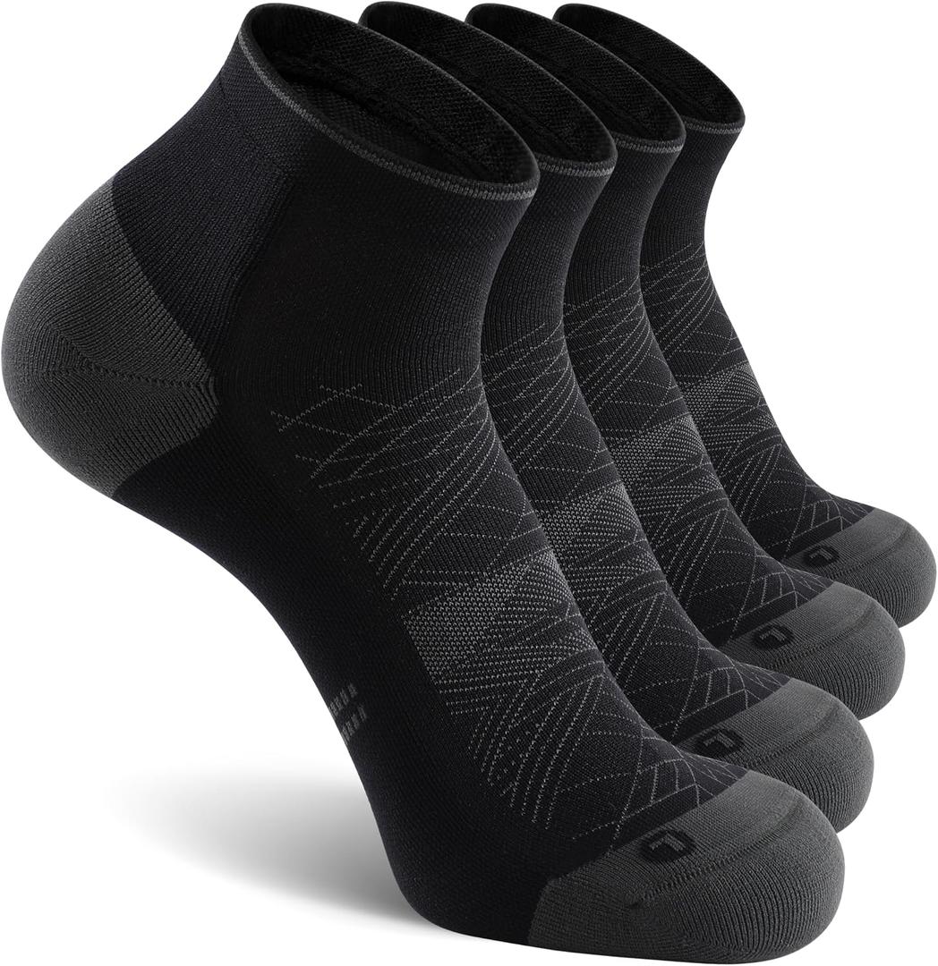 CS CELERSPORT 2 Pairs Ankle Compression Socks for Men and Women Running Athletic Socks (Black, XXL)