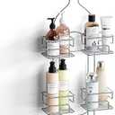 SRIWATANA Shower Caddy Organizer Hanging Over Head, Bathroom Shower Rack Hanger with Hooks for Razors - Chrome
