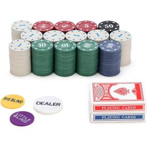 300pc Denomination Fake Plastic Poker Chips Set Counting Chips Mahiong Chips Bulk Playing Cards Chip Blackjack foldable Counters Numbers Mini Black Jack Lightweight Poker Chip for Travel Games 2 Decks